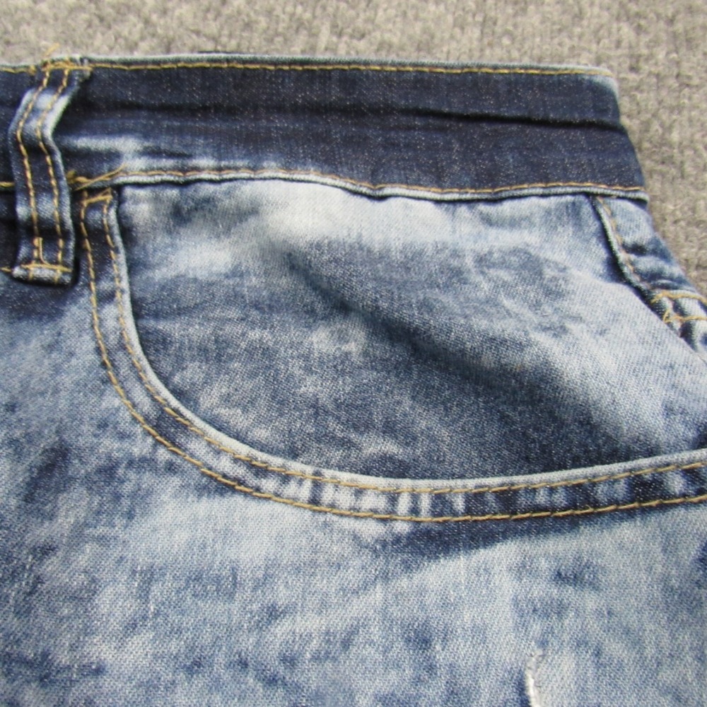 Southpole Jean Shorts Mens 46 Acid Wash Moto Biker Distressed Denim Streetwear - Picture 8 of 16